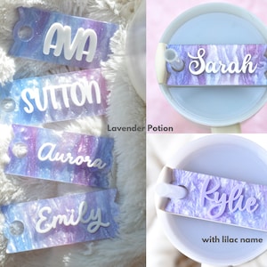 Lavender Lilac Stanley Name Plates Lid Toppers Cup Accessories Personalized Name Tag for Stanley Lid Tumbler Name Tag, 40 30 20 oz