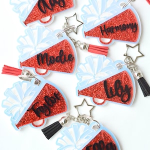Cheer Team Gifts, Personalized Cheerleader Keychains,  Custon Cheer Team Bag Tag, Sports Keychain, Cute Cheer Gift, Gift for Daugther, Teen