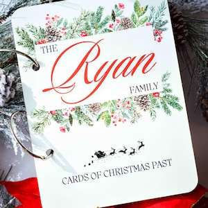 Portatarjetas navideñas, tarjetas de Navidad pasadas, exhibición y almacenamiento de tarjetas personalizadas, carpeta de anillas para organizar álbumes de tarjetas navideñas