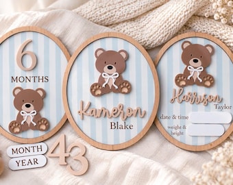 Teddy Bear Newborn Announcement Sign, Baby Boy Nursery Decor