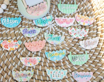 Owala Name Plate Freesip Custom Name Floral Cottagecore Pastel 16/19/24/32/40 Water Bottle Back to School Name Tag for Kids, Girls
