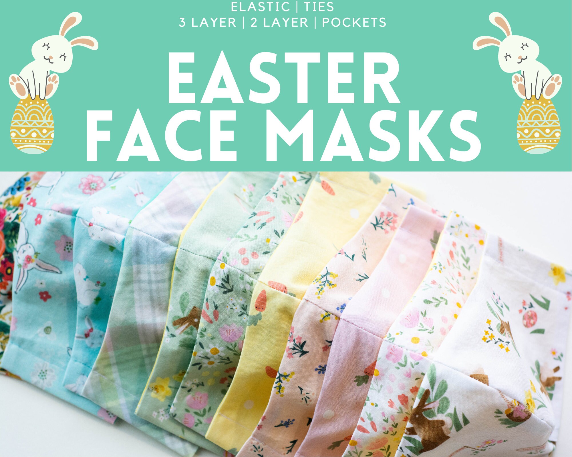 EASTER Face Mask Bunnies Rabbits Pastel Spring Holiday for Adults Wom…