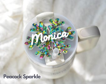 Winter Schneeflocke Weihnachten Stanley Namensschild Deckeldeckel Urlaub Zubehör Personalisierte Namensschild für Becher Glitter, 40 oder 30 oz