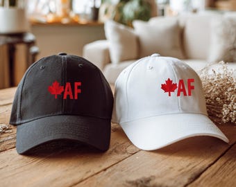 Canadian AF Hat, Canada Maple Leaf Embroidered Cap, Washed Cotton Dad Baseball Cap