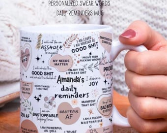 Mental Health mug/ Daily affirmations coffee cup/ gift for her