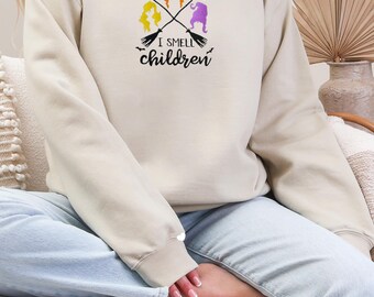 I Smell Children Embroidered Sweatshirt, Hocus Pocus Sanderson Sisters