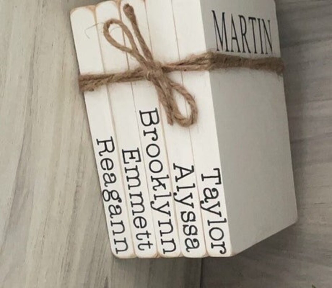 Farmhouse Book Stack, Personalized Wood Decoration, Coffee Table Books ...