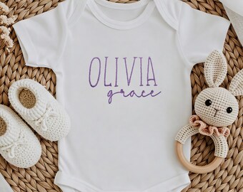 Custom Embroidered Baby Name Onesie, Keepsake Gift