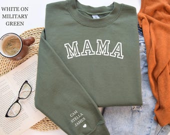 Personalized Embroidered Mama Sweatshirt Mom Gift, Birthday Gift for Mom, New Mom Gift, Minimalist Mom Sweater