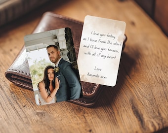 Personalized wallet photo card, metal wallet insert custom made