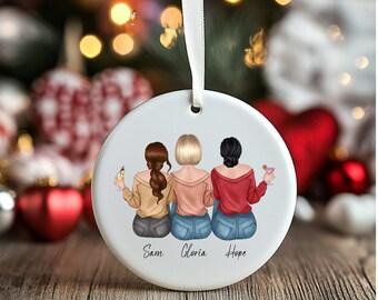 Personalized Best Friend Ceramic Ornament, Christmas Gift