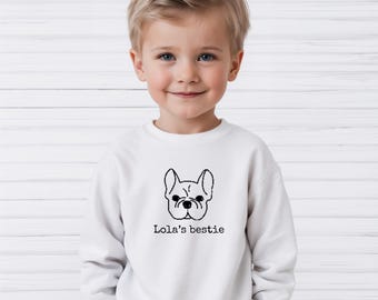 Embroidered Dog Bestie Toddler Sweatshirt, Kid Crewneck