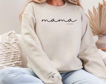Mama embroidered sweatshirt,  Personalized, Gift for Mom and Dad, Centered Script Design