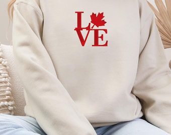 Embroidered Canada Love Sweatshirt, Oh Canada, Gift, Canadian Seller