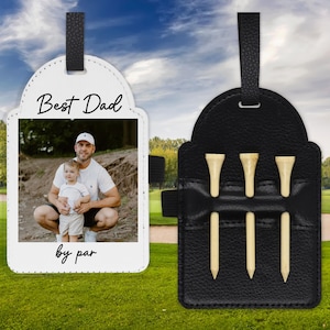 Etiquette de sac de golf et porte té personnalisés photo, Meilleur papa par pair, cadeau de fête des pères, cadeau de golfeur, meilleur grand-père