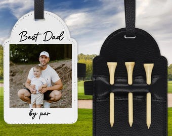 Custom photo Golf Bag Tag and Tee holder, Father's day,  golfer,  Grandpa