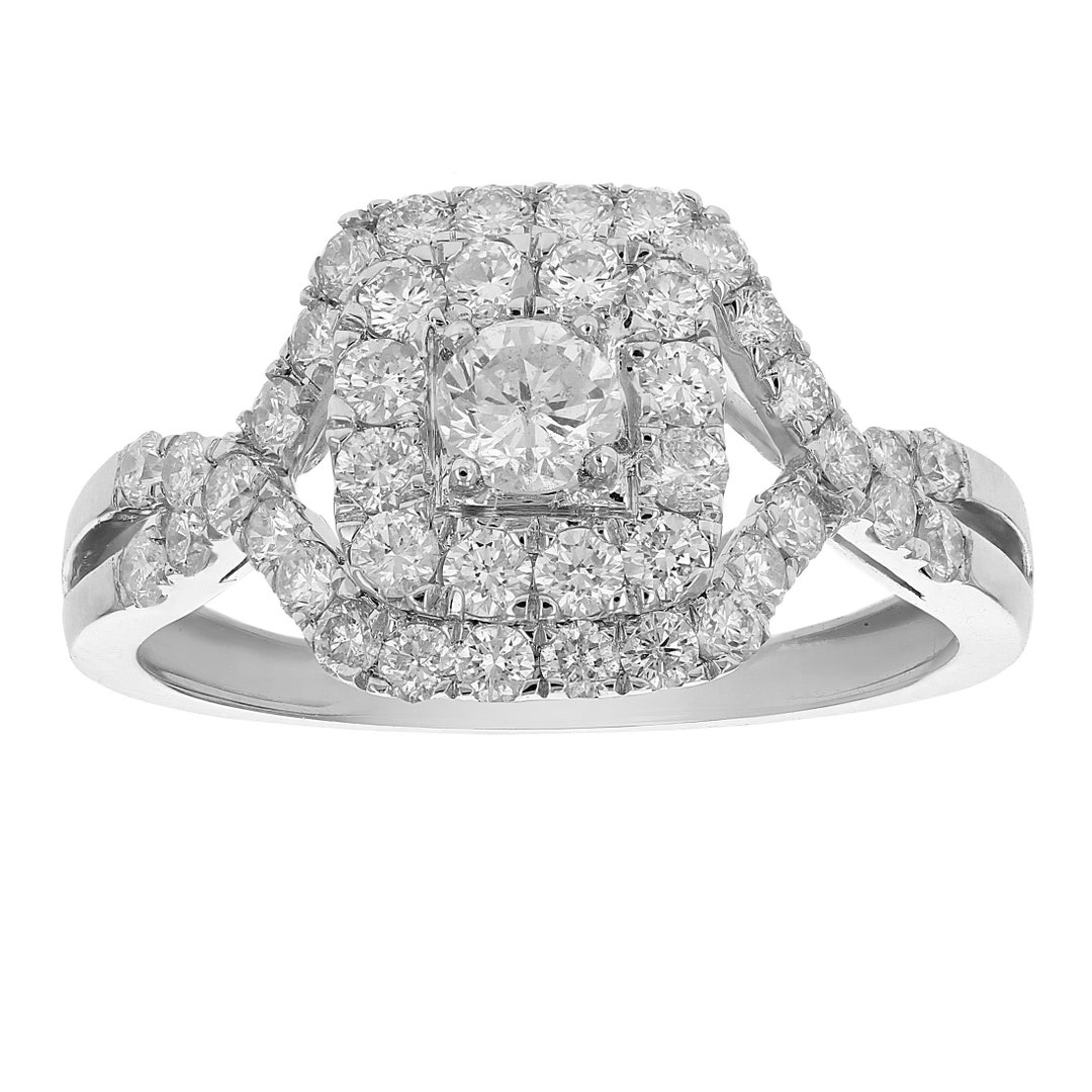 1 Cttw Diamond Criss-cross Wedding Engagement Ring 14K White - Etsy