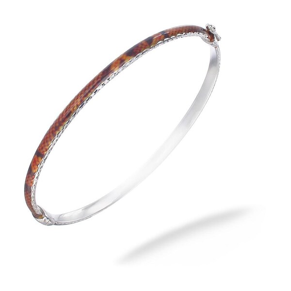 Sterling Silver Orange and Yellow Enamel Bangle