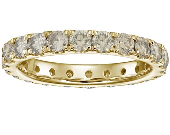 3 cttw Champagne Diamond Eternity Ring Wedding Band 14K Yellow Gold