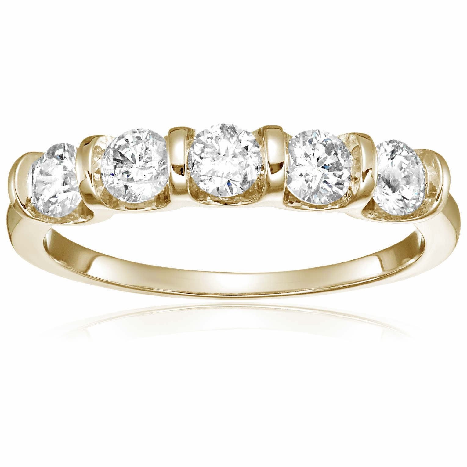 1 Cttw 5 Stone Diamond Ring 14K White Gold Engagement Channel -  Denmark