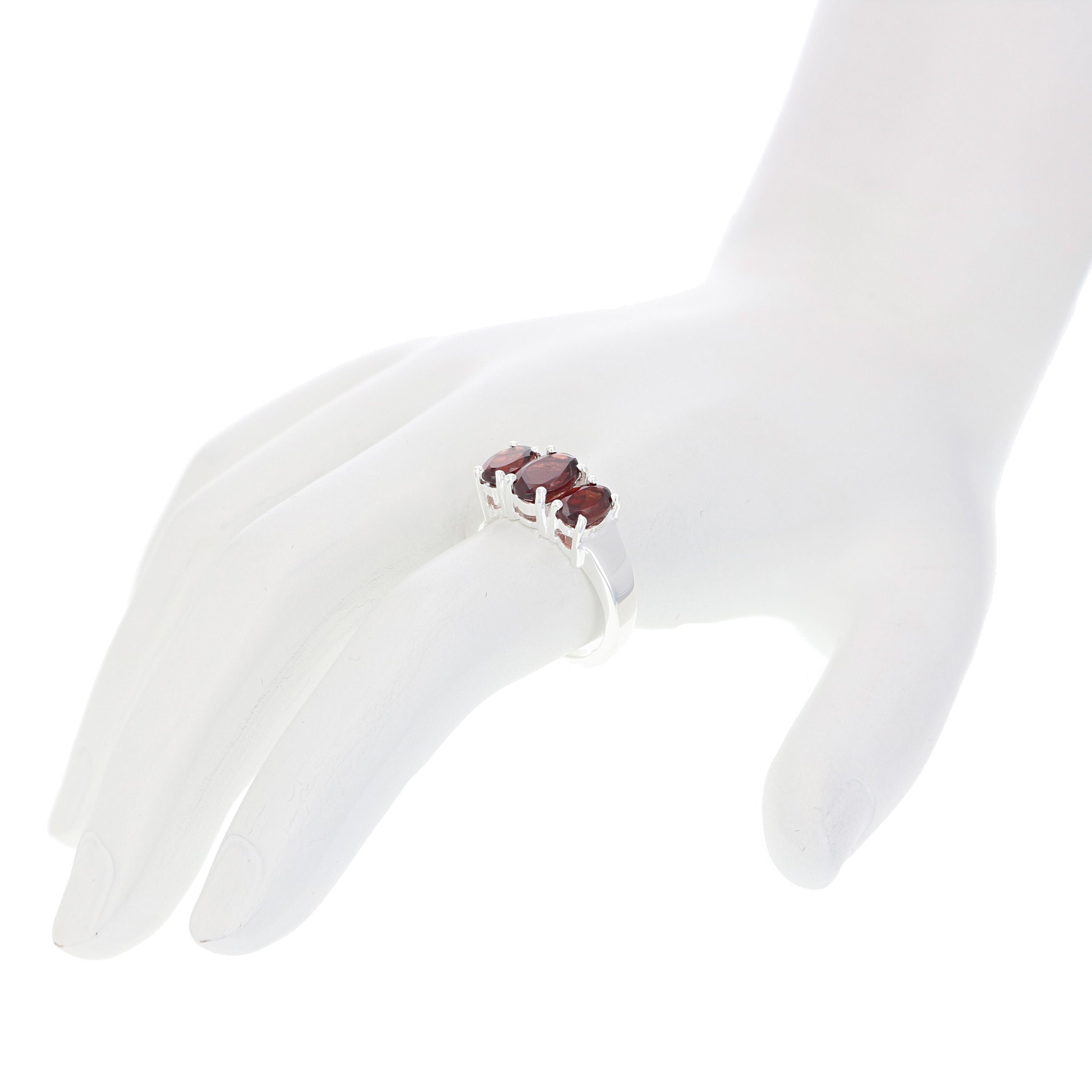 1.50 Cttw Garnet Ring in .925 Sterling Silver With Rhodium Plating