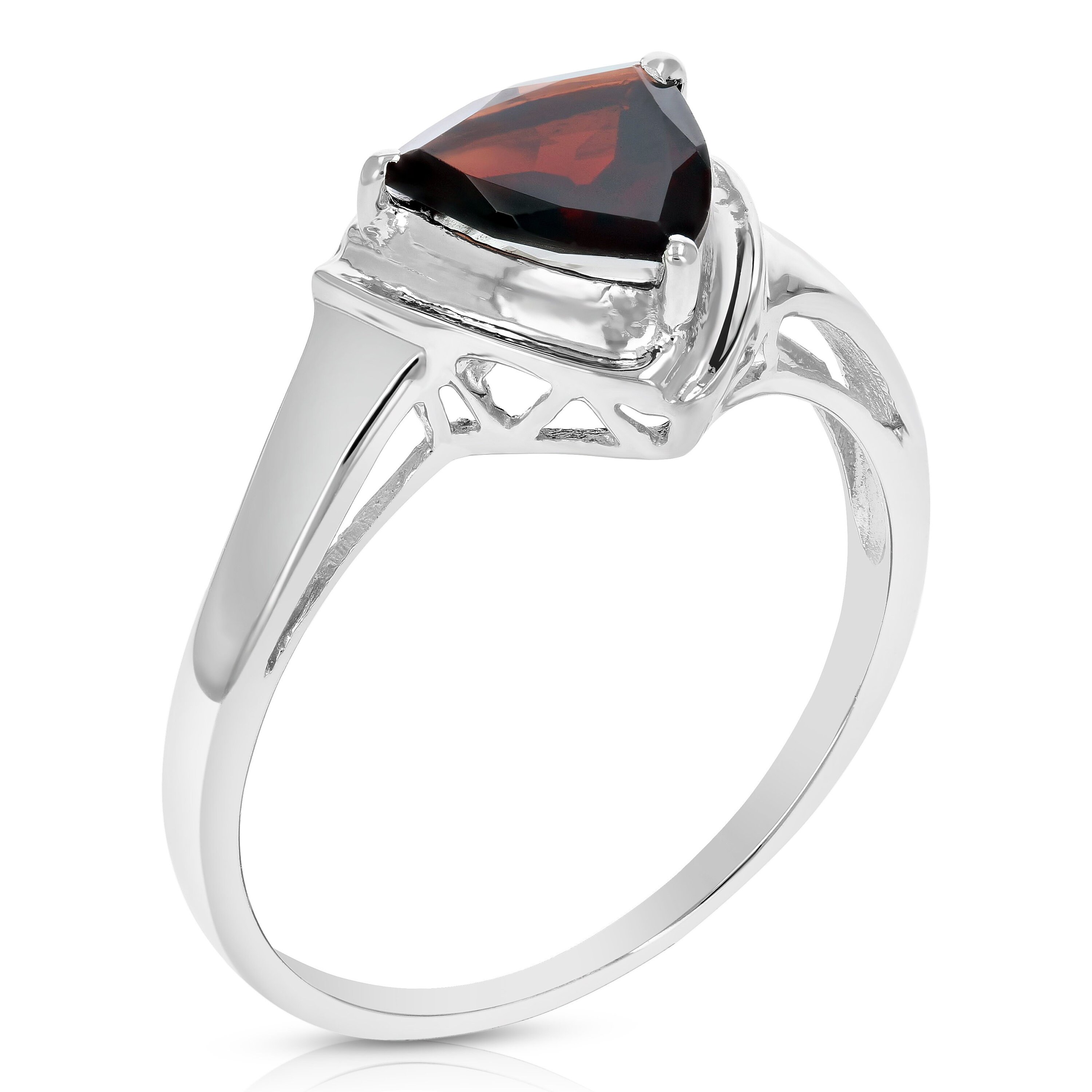 1.50 Cttw Garnet Ring .925 Sterling Silver With Rhodium Plating