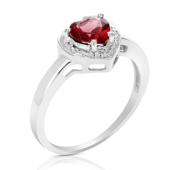 1 Cttw Garnet Ring in .925 Sterling Silver With Rhodium Plating