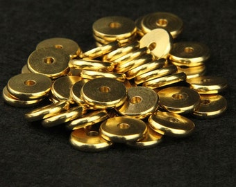 10 Pc. Gold Plating Copper Flat Round Spacer Beads