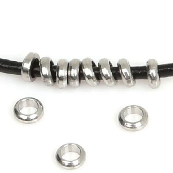 10 Pc. Stainless Steel Round Flat Spacer big hole Beads