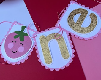 Strawberry High Chair Banner, Berry 1st Birthday, One Banner, Berry First Girl Birthday, One High Chair Banner