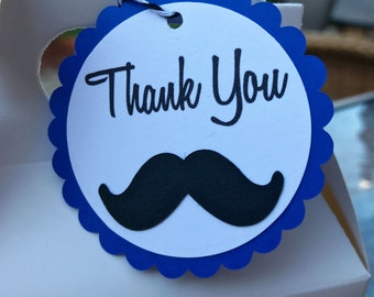 Mustache Party - Little Man - Mustache Birthday - Mustache Baby Shower - Thank You Tag - Boy Birthday - Favor Tags - Mustache theme