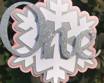 Winter Onderland Cake Topper - Winter ONEderland Party - Snowflake Cake Topper - One Cake Topper - Pink and Silver Cake Topper - wonderland