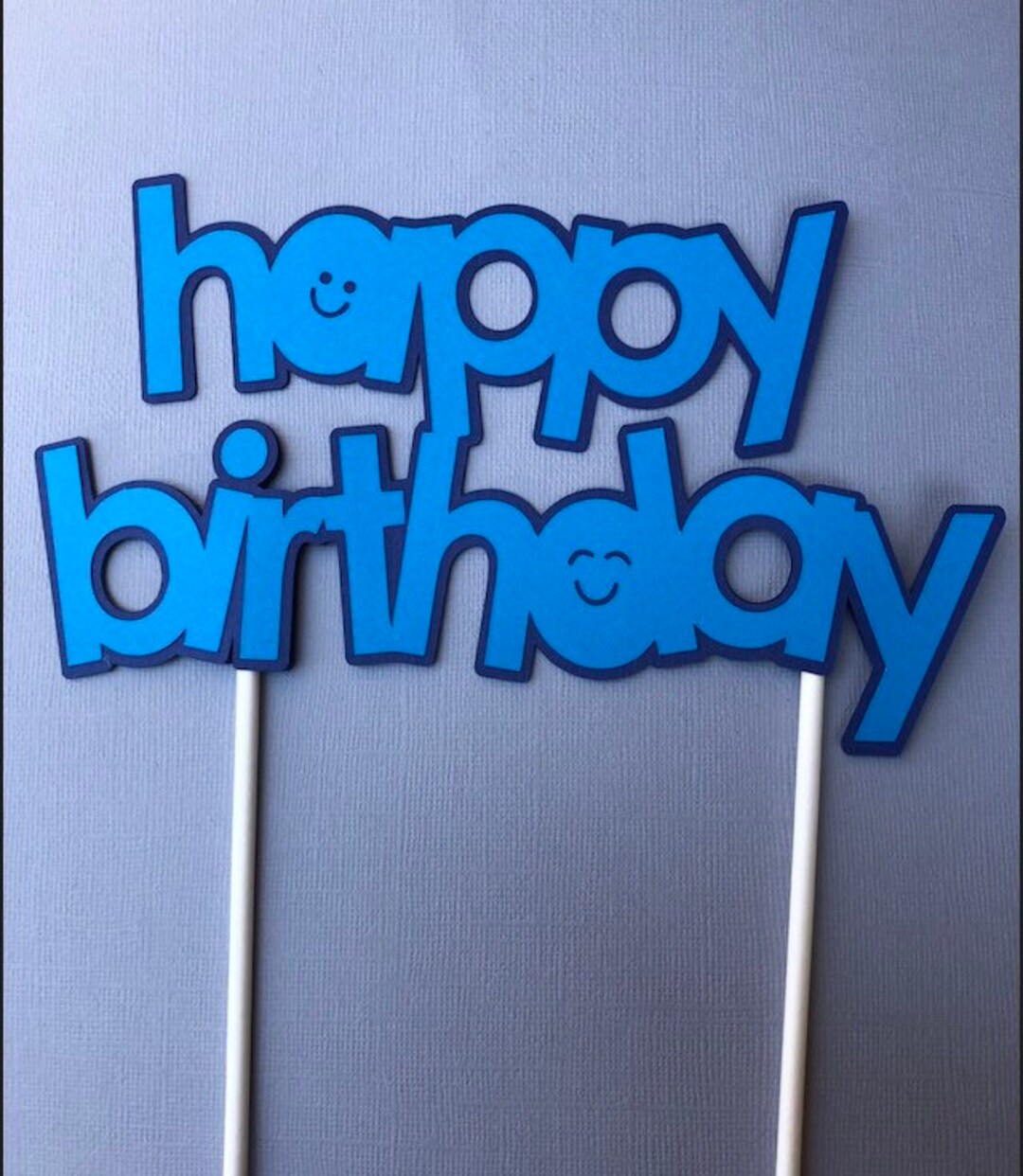 Happy Birthday Cake Topper Blue Cake Topper Boy Birthday Etsy