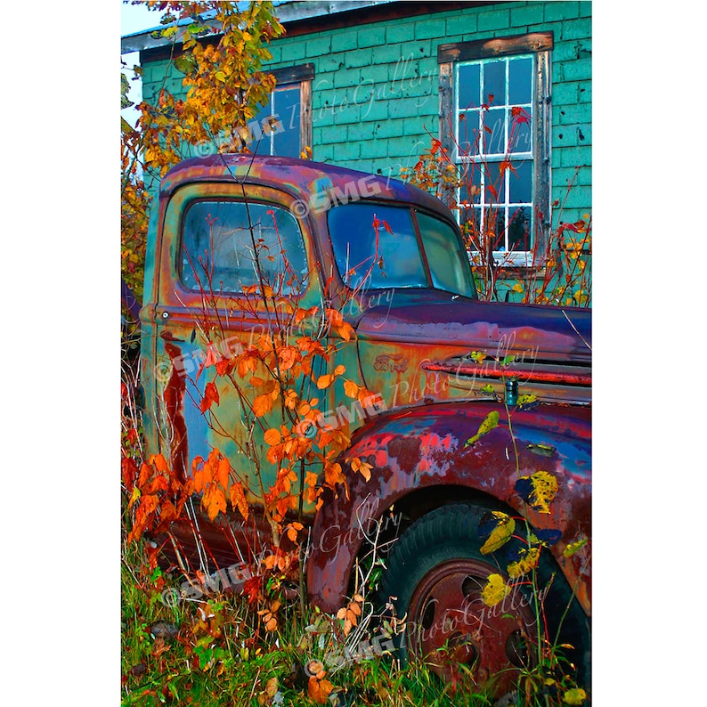 Old Ford Truck Vermont Autumn Antique Rusting Home Decor Wall Art Travel Photos Fine Art Photography Canvas Metal Matted Prints