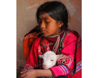 Peru, Child, Young Girl, Colorful, Inca, Friend, Home Decor, Wall Art, Travel Photos, Fine Art, Photography, Canvas, Metal, Matted Prints