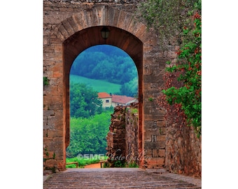 Italy, Old Village, Cobblestone Street, Archway, Home Decor, Wall Art, Travel Photos, Fine Art, Photography, Canvas, Metal, Matted Print