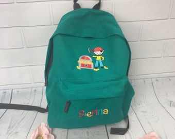 Boys Kids Backpack Personalised Pirate Ahoy Pirates Childrens School Bag