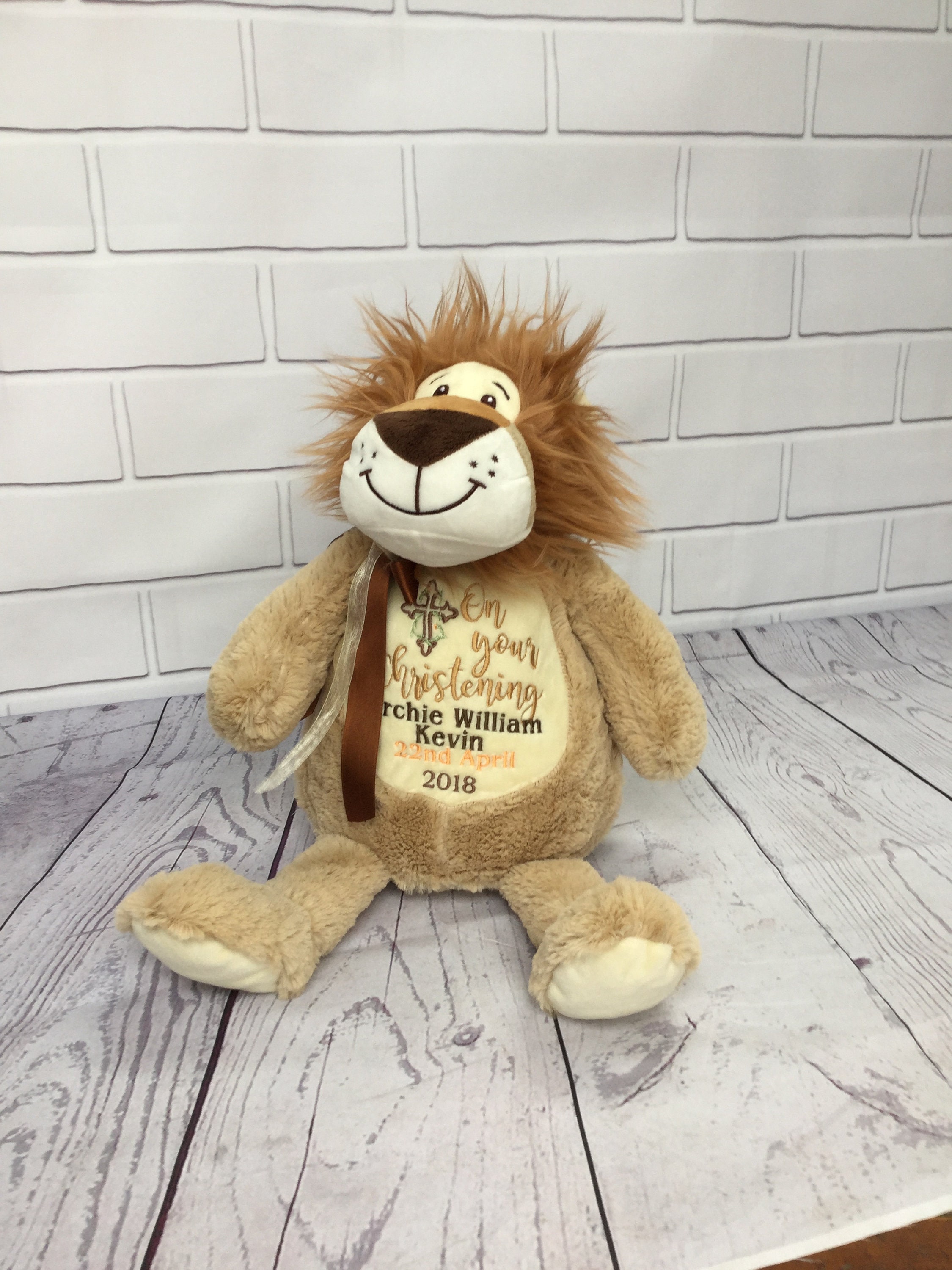 Personalised Embroidered Lion Teddy Bear an ideal 1st Birthday Etsy