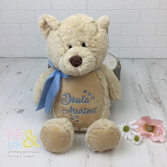 teddy bear with embroidered name