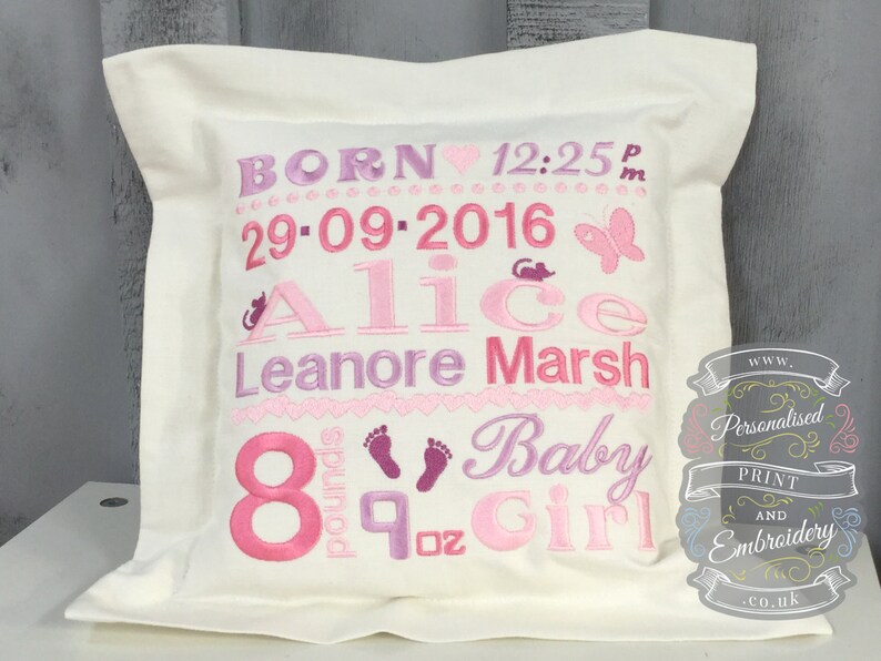 personalised new baby cushion
