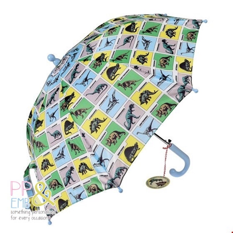 Dinosaur Personalised Kids Umbrella Name in 2 colour print