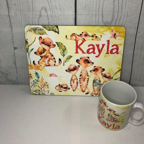 personalised mat coaster and mug Custom Kids Placemat gift set place setting 