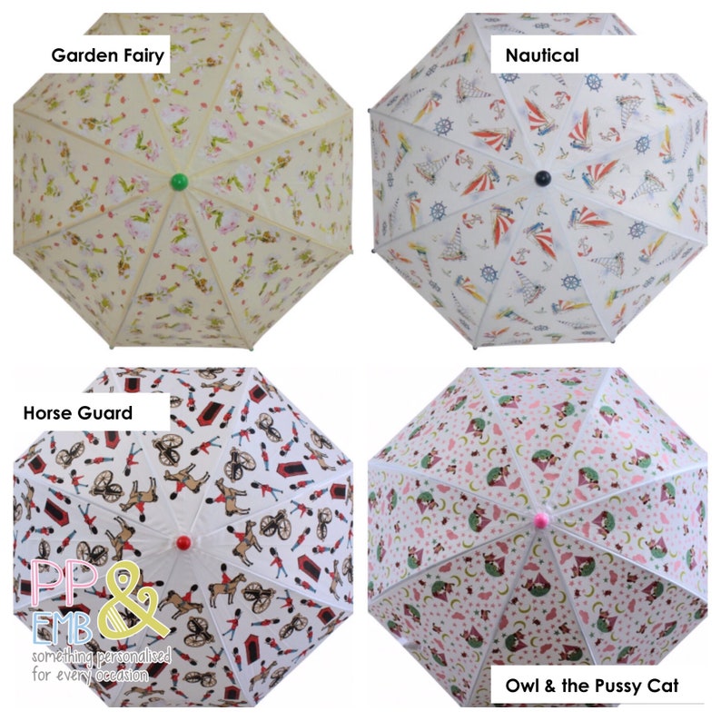 Floral Kids Umbrella Personalised with a Name in 2 colour Etsy