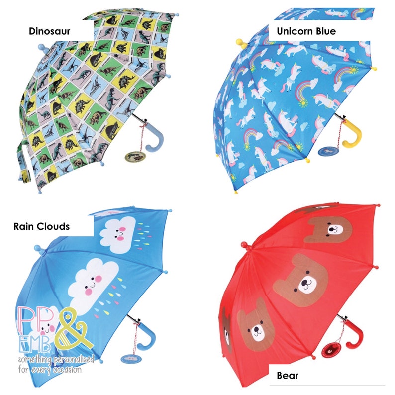 Dinosaur Personalised Kids Umbrella Name in 2 colour print