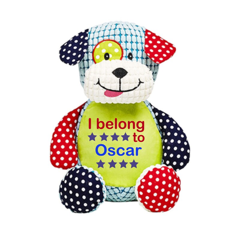Personalised Harlequin Dog Cubbies Embroidered Keepsake Teddy | Etsy