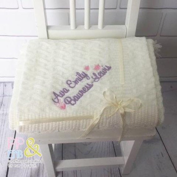 Personalised Baby Blanket choice of designs and blanket colours