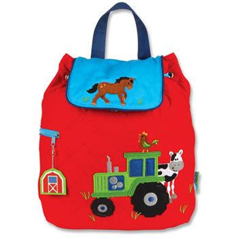 Personalised Farm Animal Stephen Joseph Backpack with Tractor Embroidered with a name