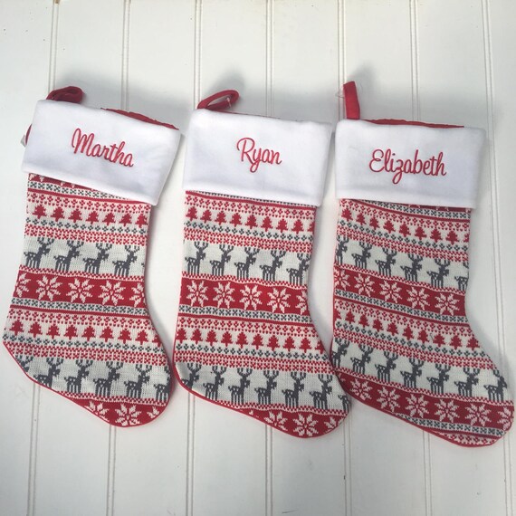 Personalised Embroidered Hessian Christmas Sack Nordic Style Large Xmas Stocking