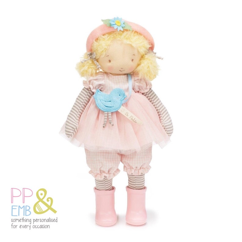 2 x Personalised Rosie Embroidered Rag Doll with stripes image 4