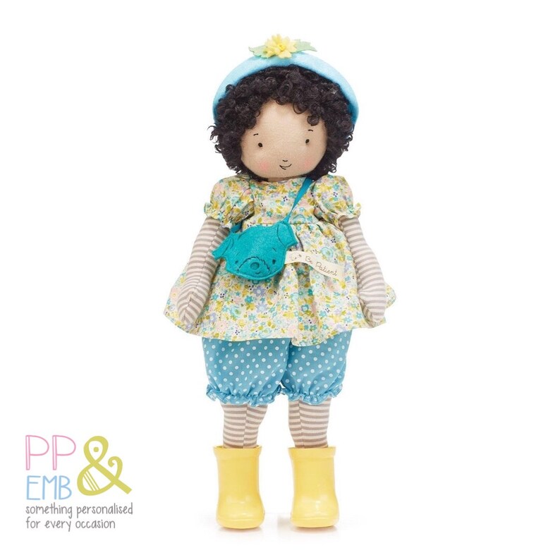 2 x Personalised Rosie Embroidered Rag Doll with stripes Phoebe